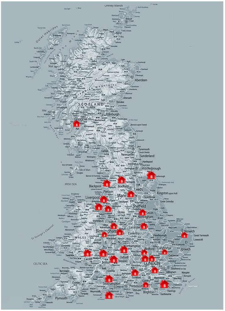 map of drug and alcohol rehab centres UK